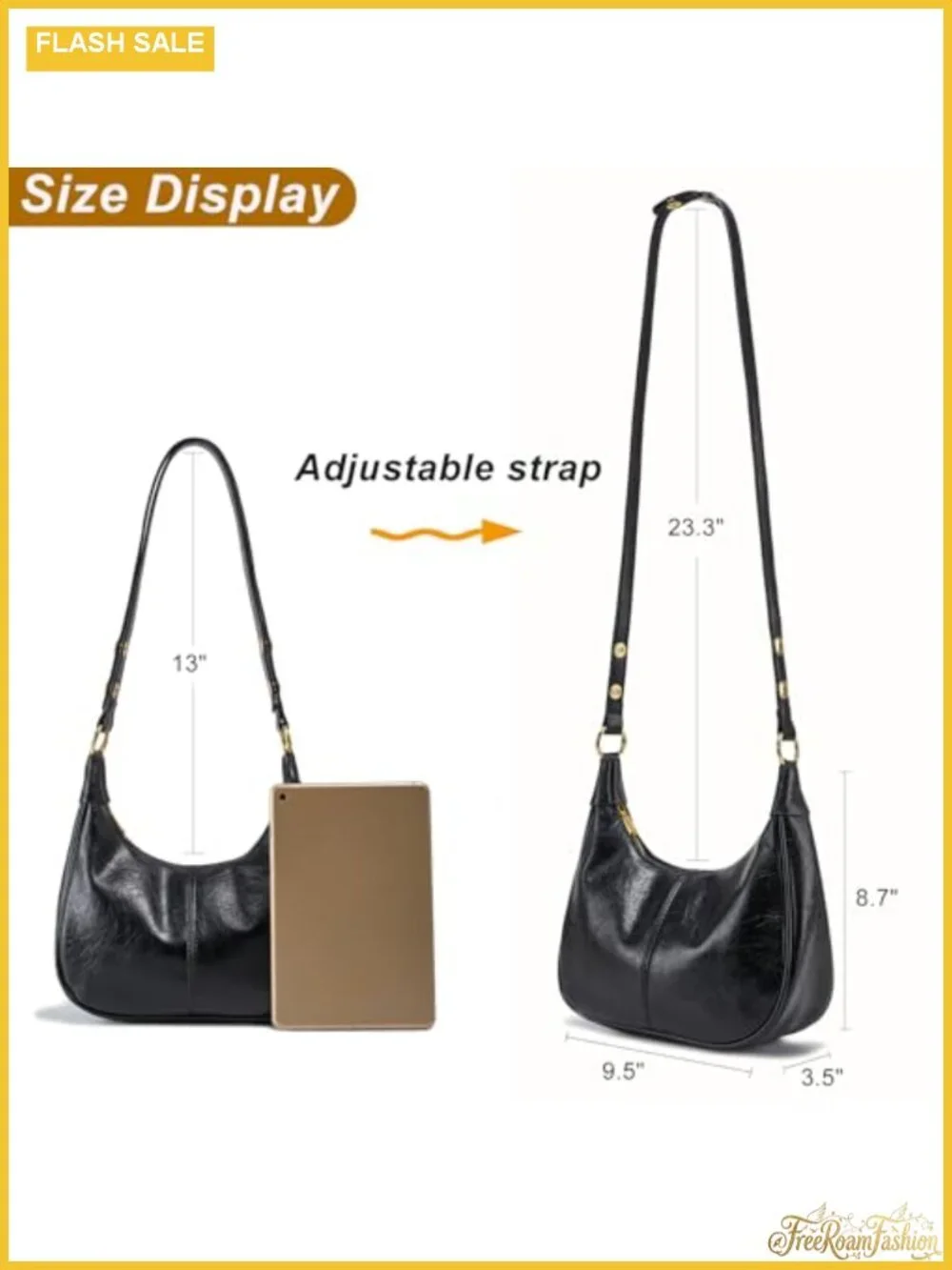 Faux Leather Retro Crescent Shoulder Hobo Bag Small Crossbody Purse